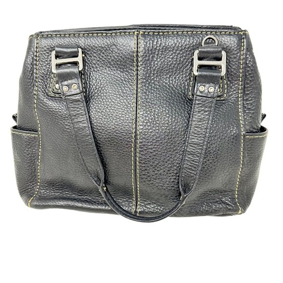 Vintage Fossil Black Pebbled Leather Handbag Satchel Purse - Picture 2 of 15